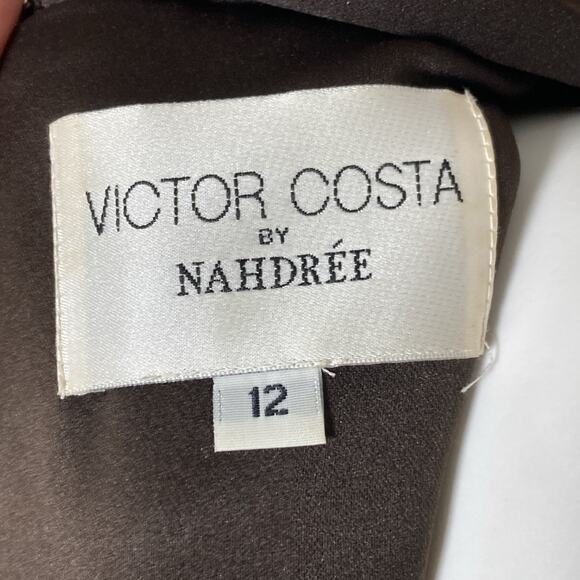 Victor Costa Nahdree Gown Vintage Formal Evening Dress Chocolate Size 12 - Picture 6 of 8